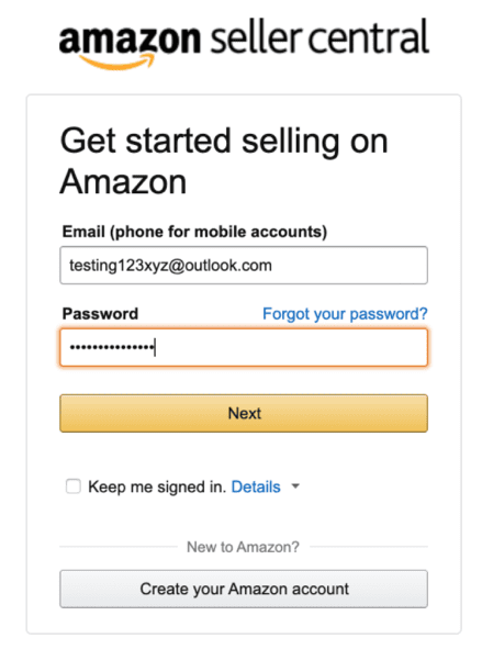 Amazon Sign Up Process