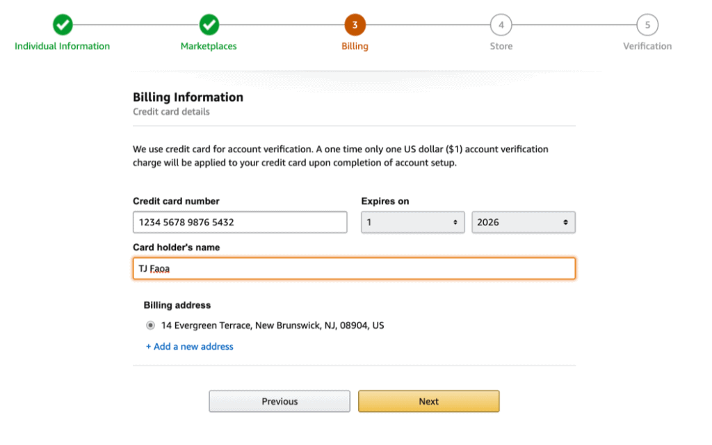 Amazon Sign Up Process