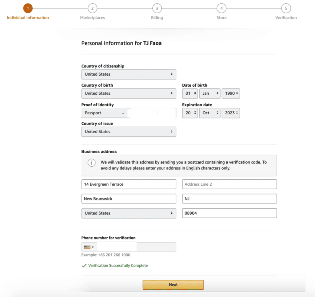 Amazon Sign Up Process