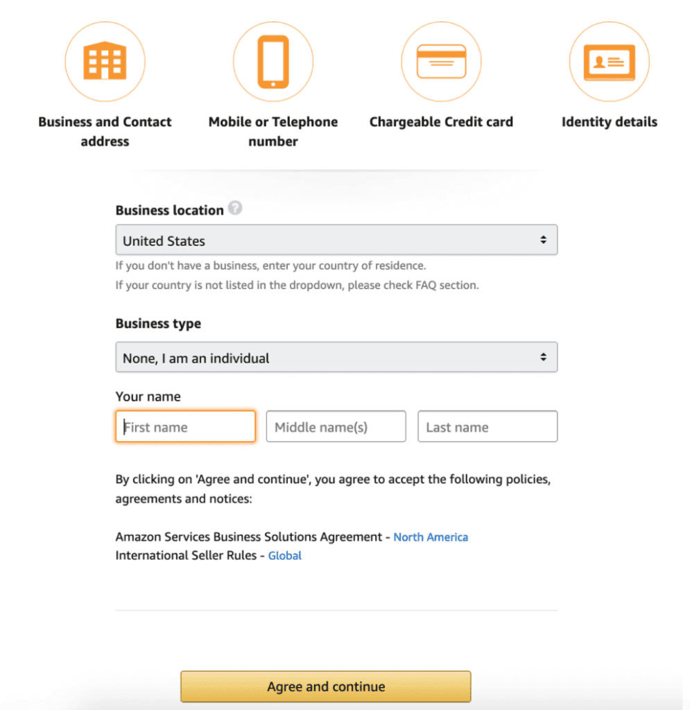 Amazon Sign Up Process