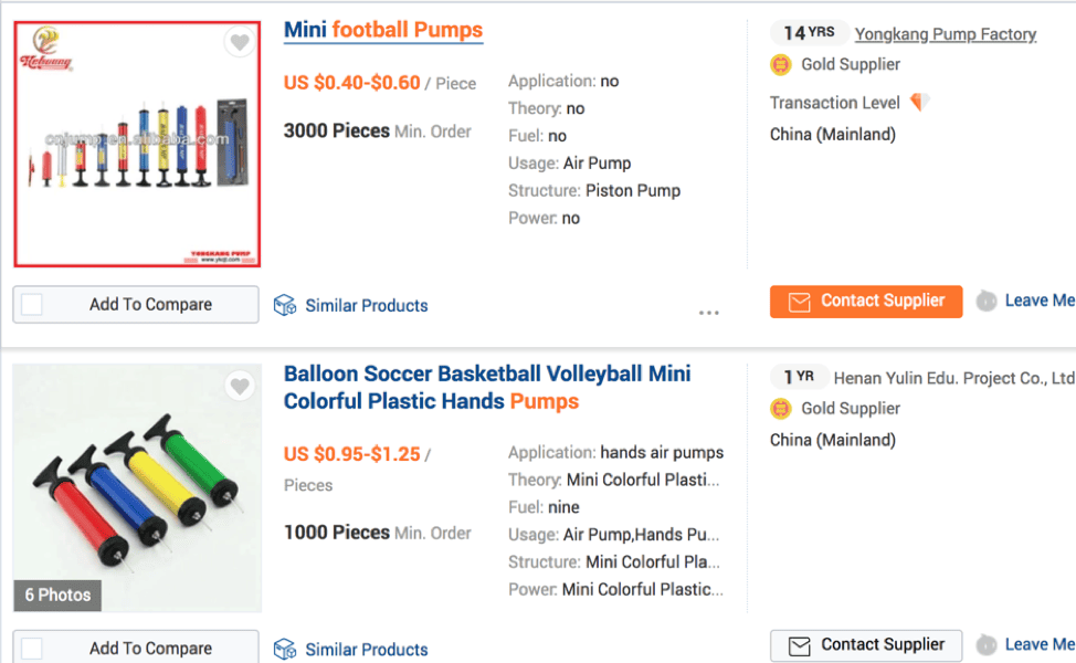 Alibaba search results